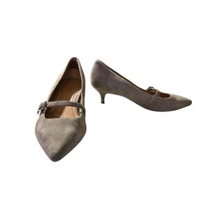 Vionic Minnie Suede Taupe Mary Jane Kitten Heel Pumps – – Size 8.5